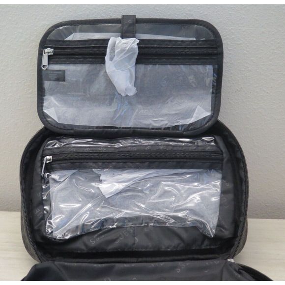 Guess E8172966 Unisex Black "G" Embossed Bisbee Travel Dual Handle Cosmetic Bag - Picture 6 of 9